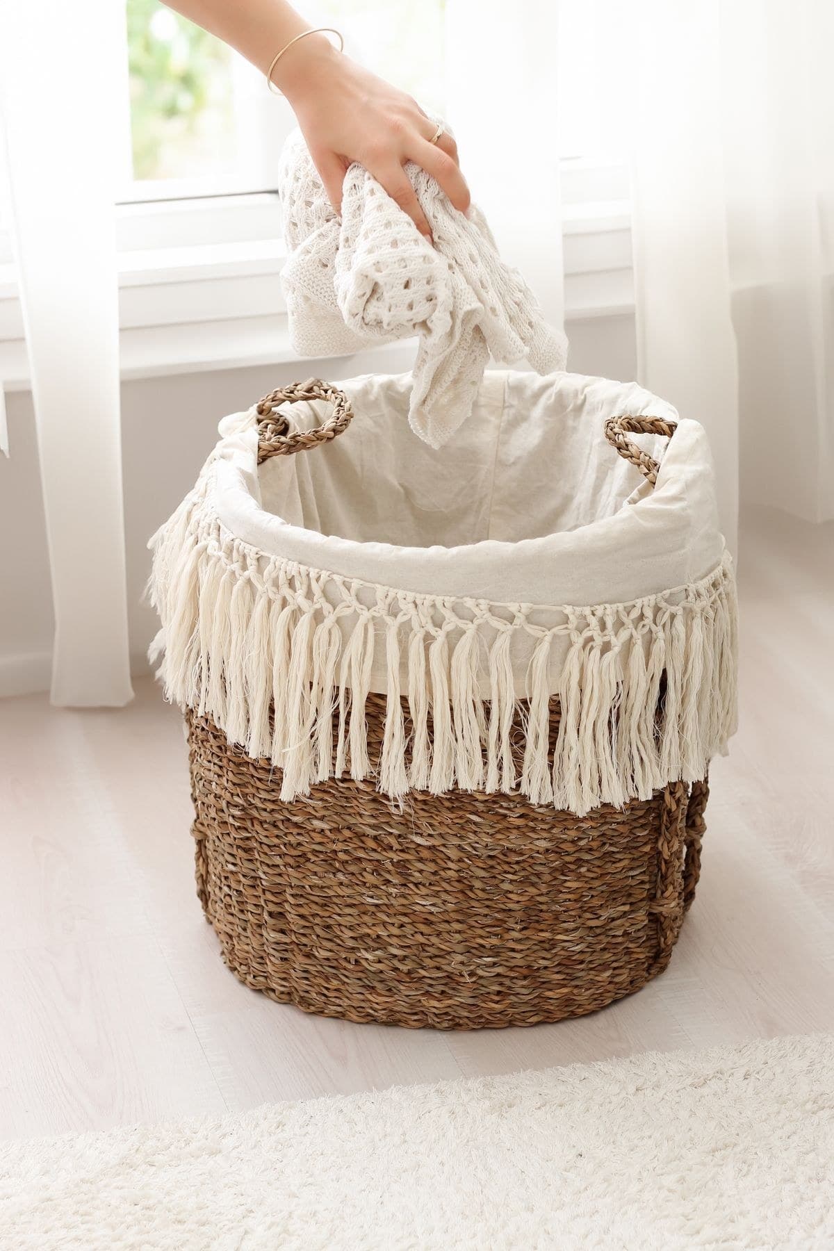 Cane Laundry Basket with lid