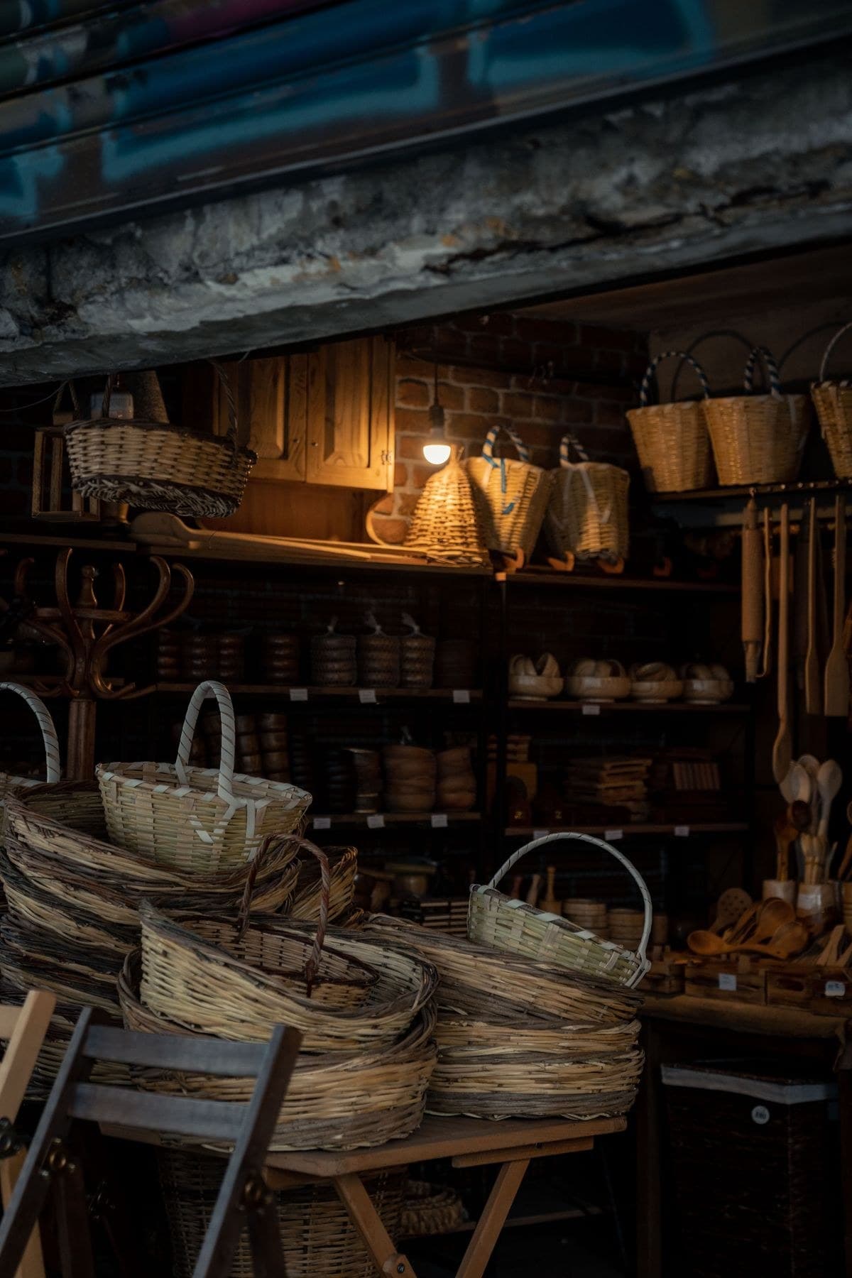 Large Cane Storage Basket, empty