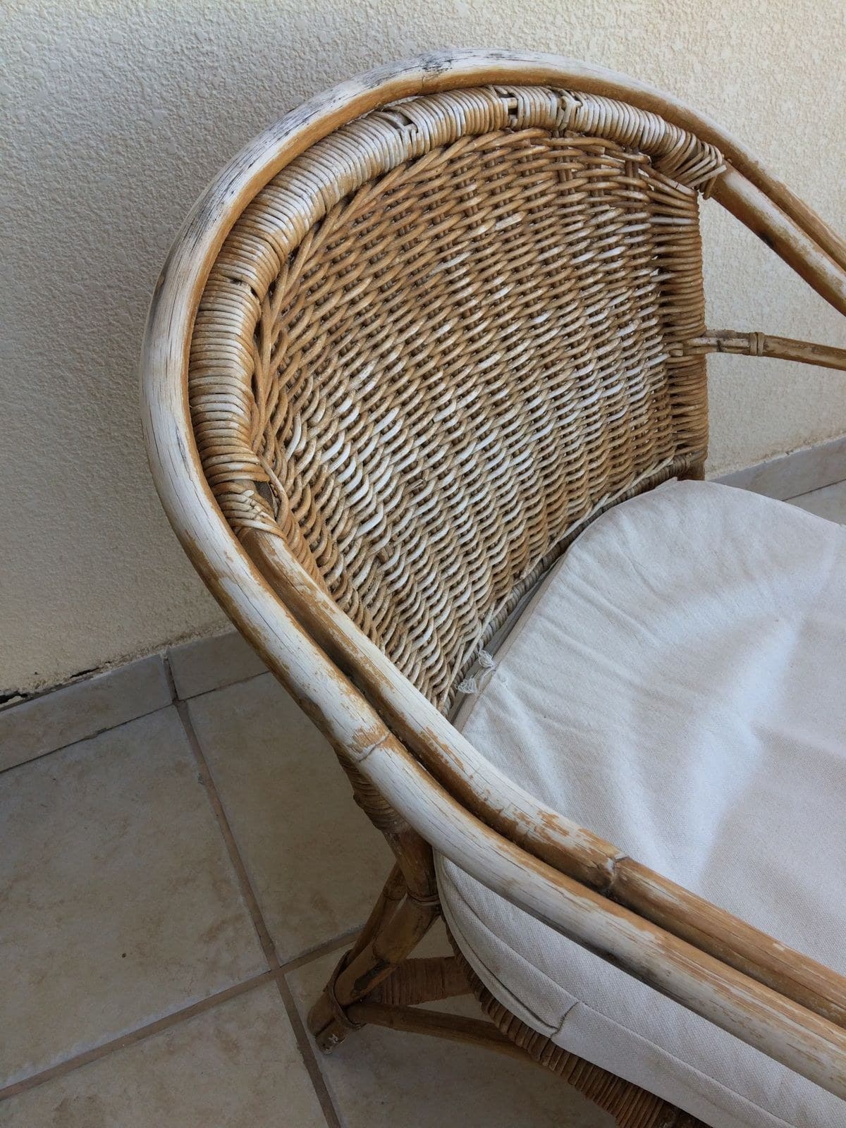 Handwoven Cane Armchair, front view